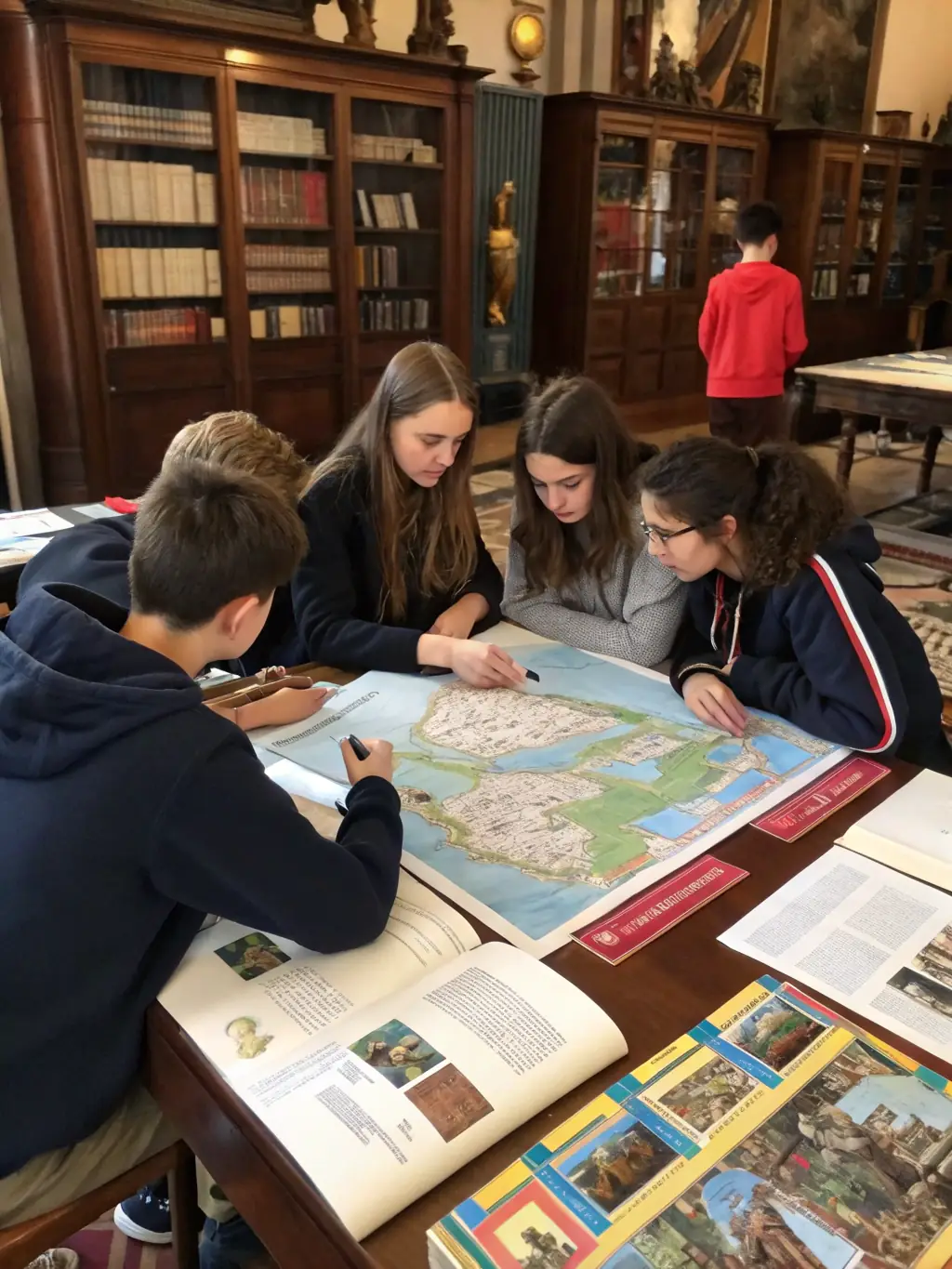 A group of students participating in an archaeological workshop, learning about artifact identification and preservation techniques at a local museum.
